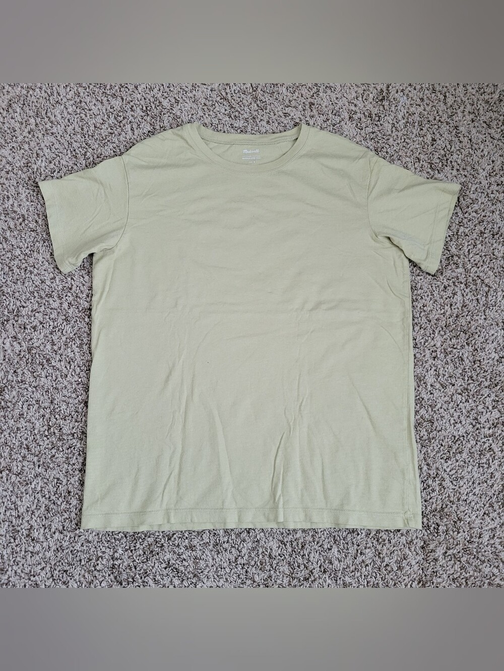 Madewell Softfade Cotton Oversized Tee Shirt Top Pale Lichen Green Crew Small